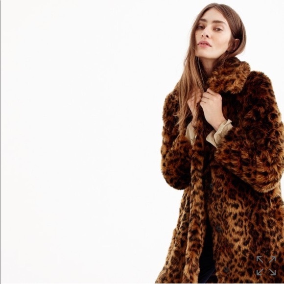 J. Crew Women’s Leopard Fur Coat size 2X - Picture 2 of 4